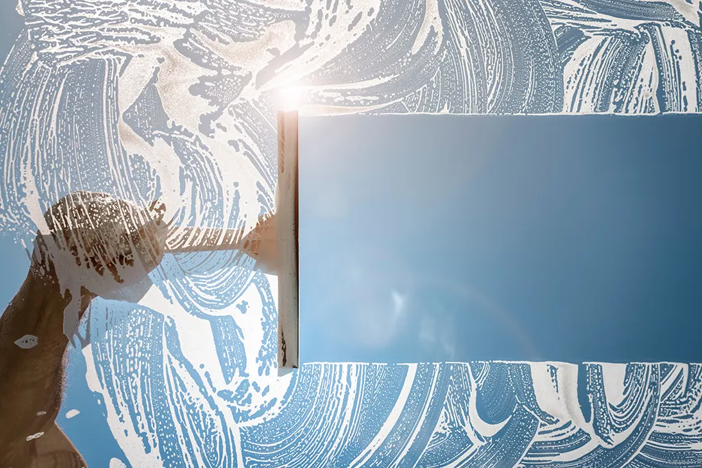 Fenster wird gereinigt